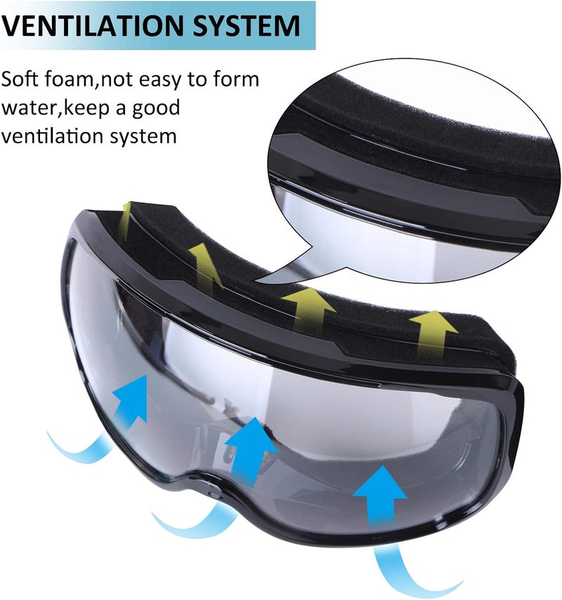 4-FQ Adjustable Motorcycle Goggles, Lightweight, Black Frame+Clear Lens, Unisex - Image 4